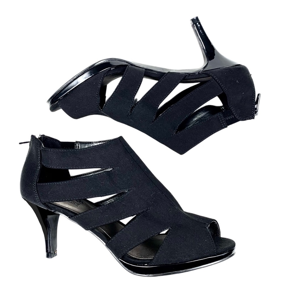 Coach & Four Black Strappy Open Toed Heels Size 6.5